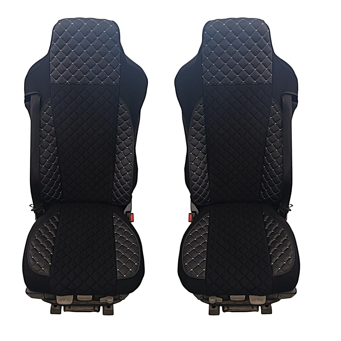 Fundas de asiento de camión MAN diseñadas para adaptarse a TGXTGA TGSTGA Velour Eco Leather con hilos grises