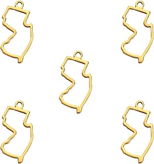 kkjoy 5Pcs Hollow Continents Maps of USA Pendant Charms for Jewelry Making and Crafting, Stainless Steel Mini Charm Craft Supplies Accessories for DIY Bracelet Necklace Earrings