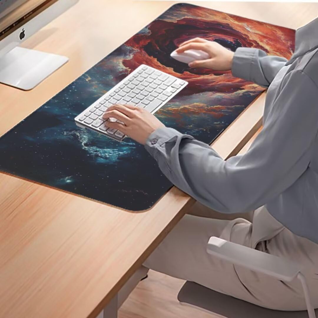 Tappetino Mouse Cosmico Tappetino Mouse XXL 1600 x 800 mm,Notte Stellata Tappetino Scrivania con Base In Gomma Antiscivolo,Tappetino Mouse Gaming Maggiore Precisione e Velocità,Mousepad Gaming qw620
