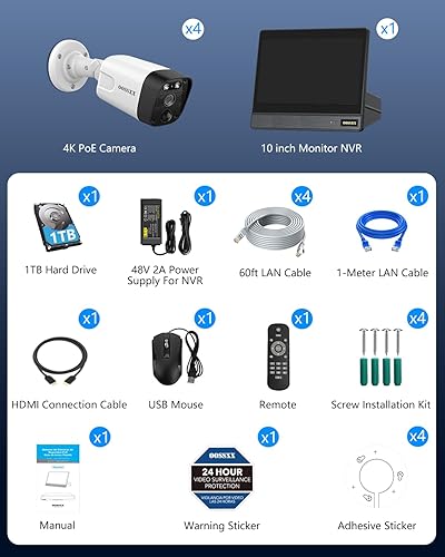 Miniatura 9 de OOSSXX (4K/8.0 Megapixel & 130° Ultra Wide-Angle 2-Way Audio PoE Outdoor Home Security Camera System Wired Outdoor Video Surveillance IP Cameras