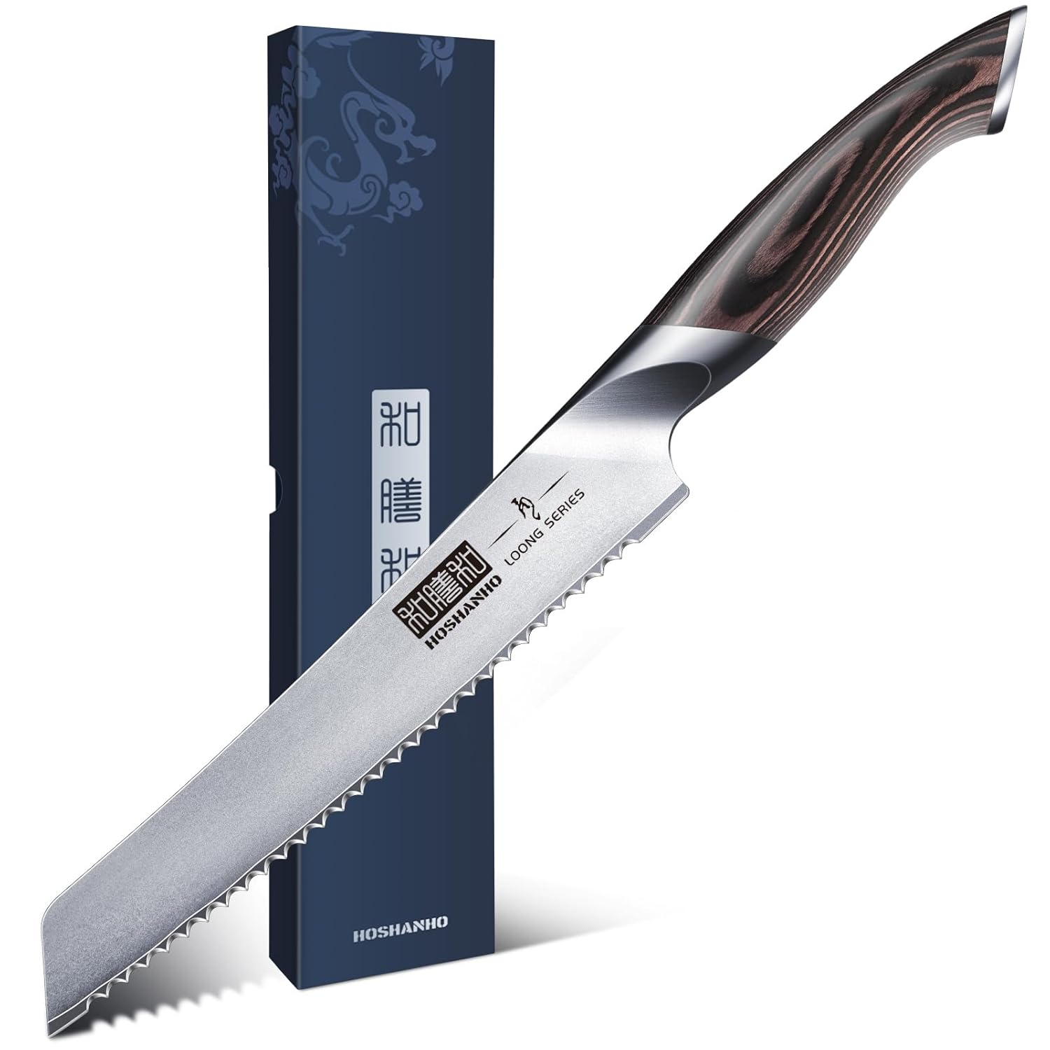 HOSHANHO Bread Knife 8 inch Japanese High Carbon Stainless Steel Serrated Bread Knife Professional Bread Cutting Knife for