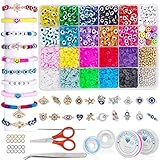 LYroo Evil Eye Beads for Bracelet Making Kit for Girls Women Adults Include Clay Beads Preppy Beads