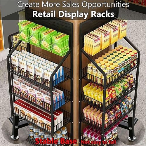 Store Display Rack Wall Mounted Storage Rack Supermarket Convenience Store,Supermarket Shelf Display Rack - Black/White Utility Shelves with Removable Hooks for Chips, Snacks, Packaged Foods