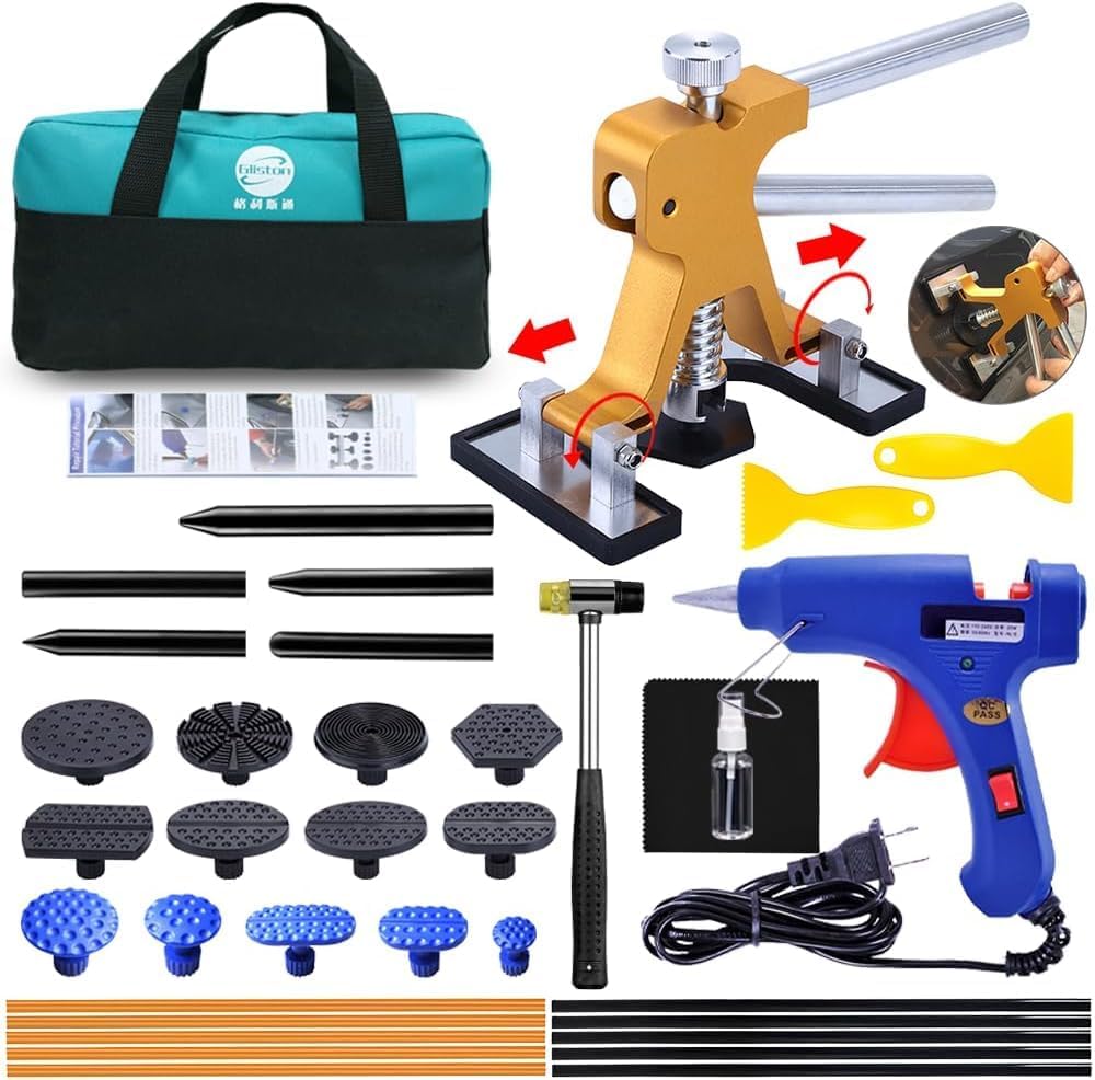 Car Dent Puller - Dent Repair Kit, Auto Body Dent Puller Kit with Adjustable Golden Dent Lifter Puller for Car Body Hail Dent Removal Dent Remover Automobile Body Repair
