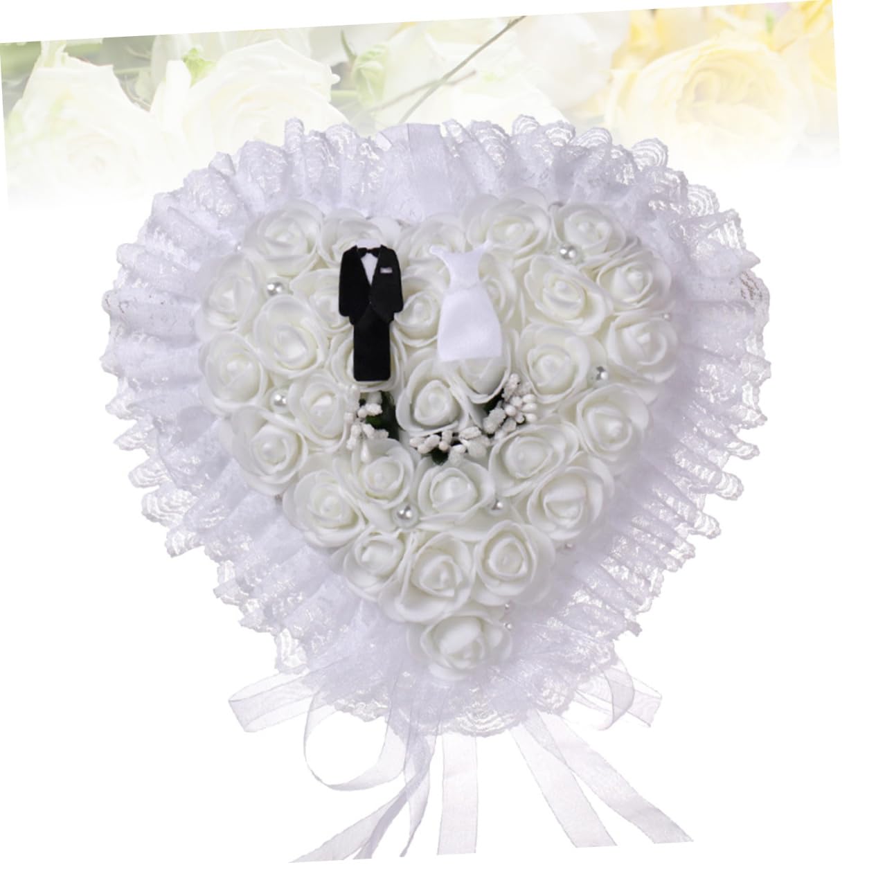 jojofuny 3pezzi Cuscino Porta Fedi Floreale Pizzo Per Cerimonia Matrimoniale Elegante Supporto Per Anelli Per Sposi e Fidanzamenti Decorativo e Riutilizzabile Design Romantico e Raffinato