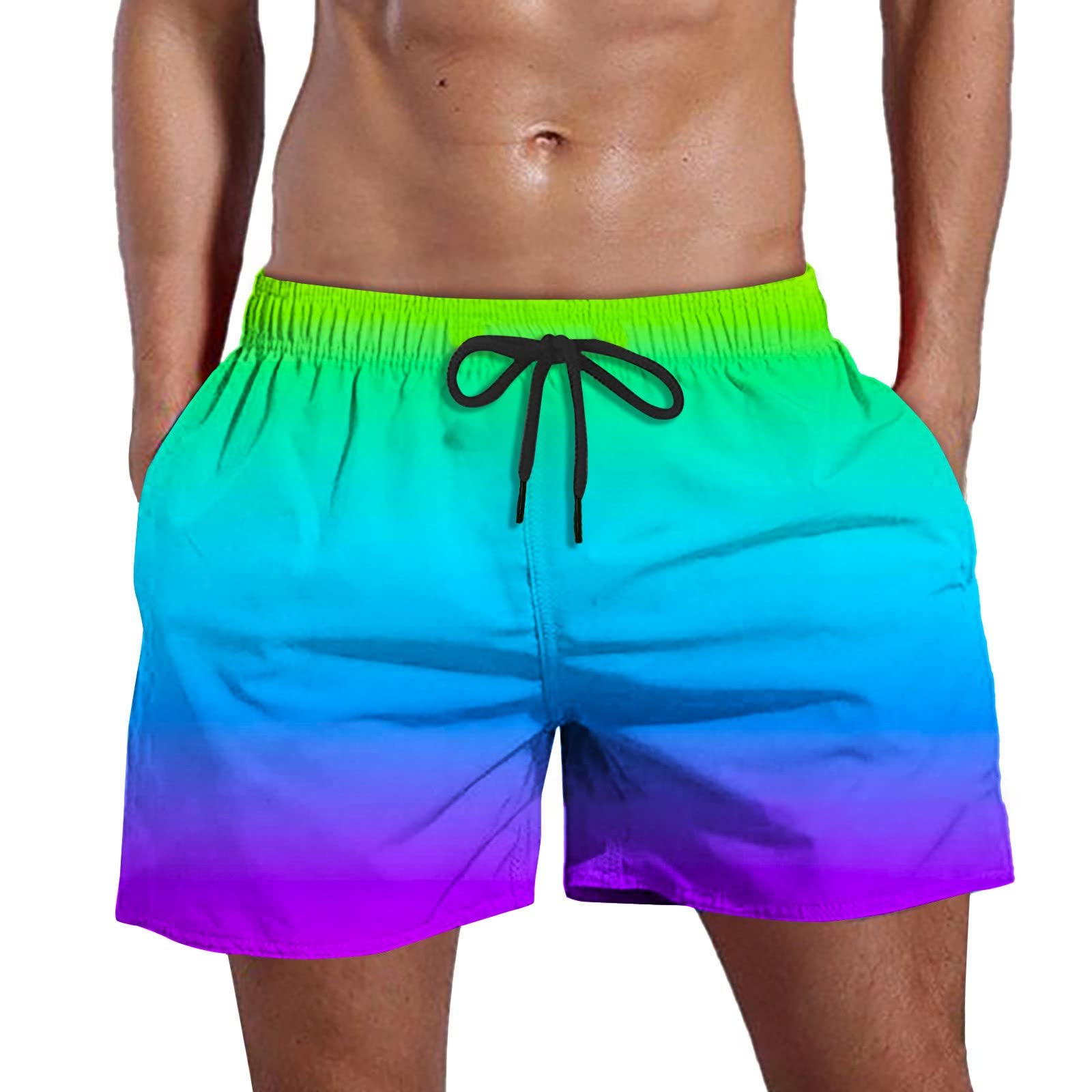 Genérico Traje de Baño Hombre Bañador Hombre Corto Ropa Hombre Natacion Surferos Hawaianos Vacaciones Shorts de Bañador Corto para Playa para Vacaciones Bermudas Cortos Verano Tallas Grandes Color Degradado