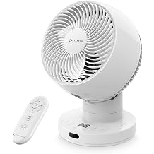 MYCARBON Cooling Fan Oscillating Air Circulator Quiet Desk Fan for Bedroom, Desktop, 20dB Ultra-Quiet, Energy Efficient, Remote Control, Powerful, Turbo Wind, 10 Speeds, ON/OFF Timer White