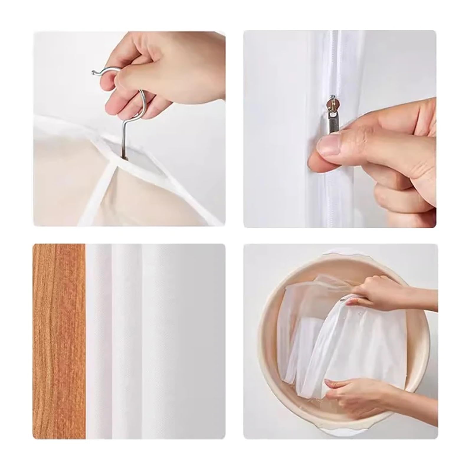 fundas para ropa Clothes Hanging Dust Cover Wedding Dress Suit Coat Storage Bag Transparent Fully Enclosed With Zipper(60X120CM,4PCS)
