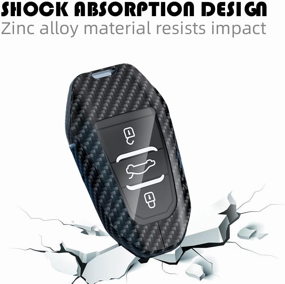 KUNIO Car Key Fob Cover fit for Peugeot 308 408 508 208 2008 3008 4008 5008 fit for C1 C2 C3 Cactus Keychain Key Case Zinc Alloy Key Case Car Key Fob A Black