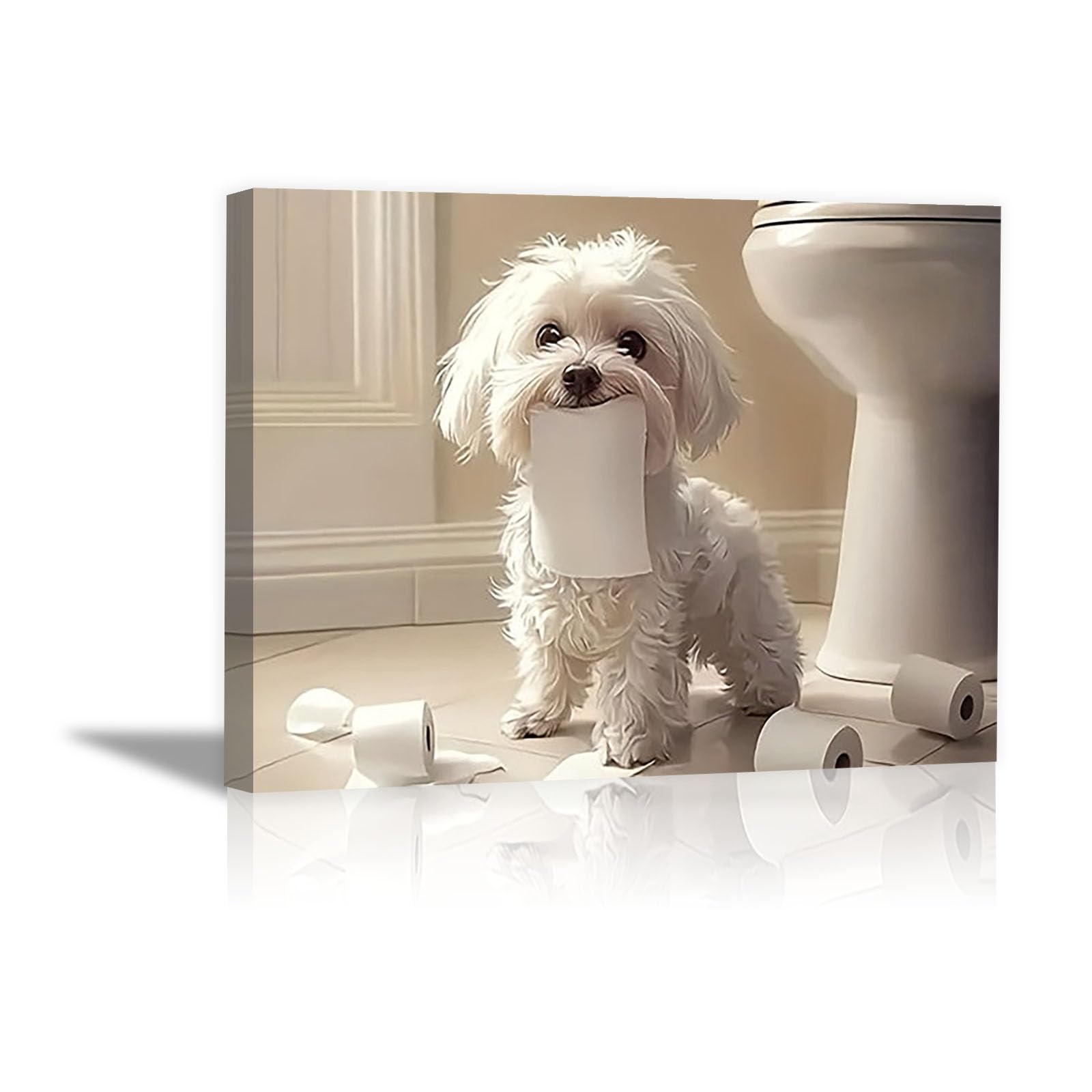Cuadro de perro divertido en el váter: decora tu baño con este lienzo de 20x30cm 8