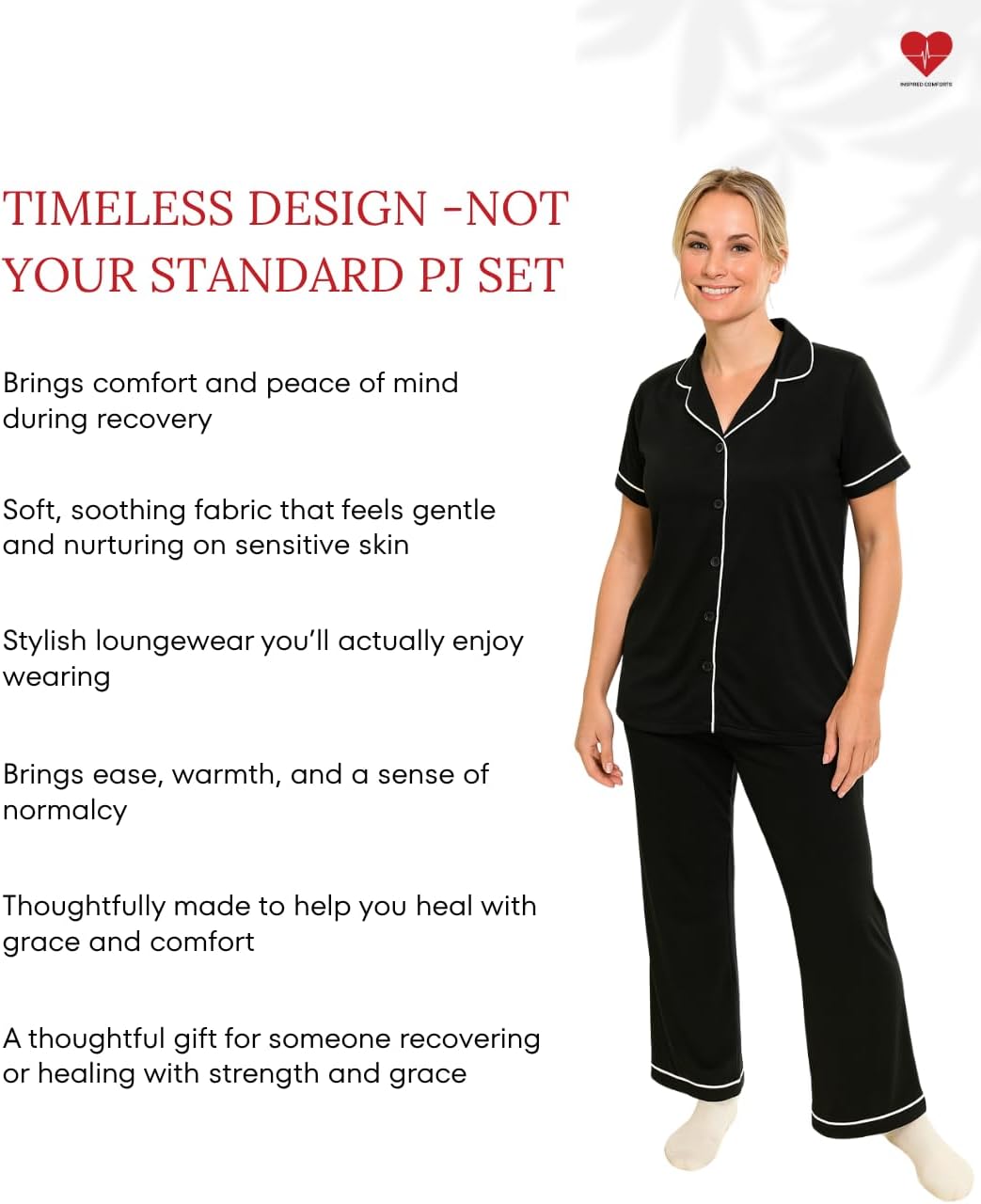 Inspired Comforts Post Surgery Mastectomy Recovery Pajamas Set with Internal Drainage Pockets - Image 4