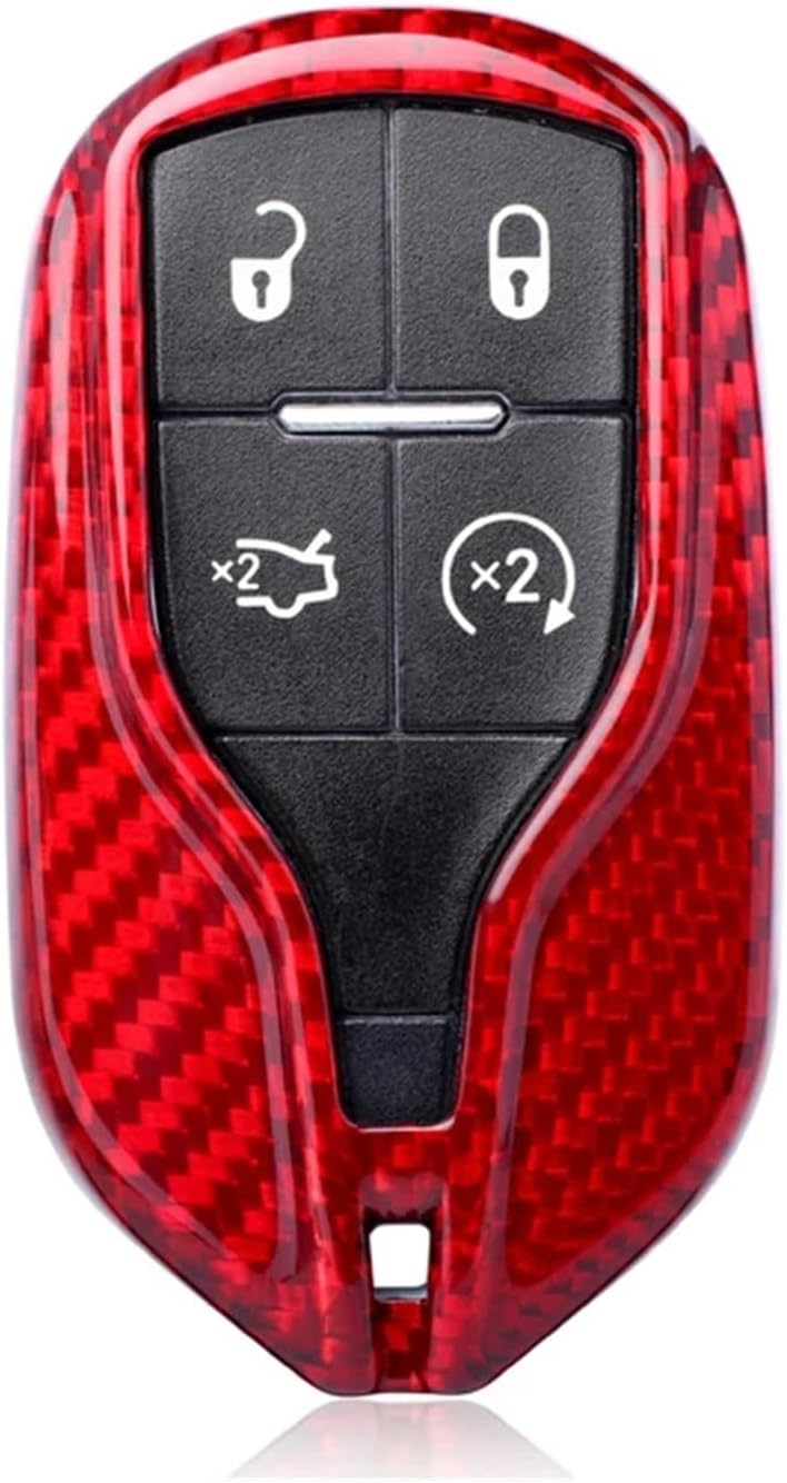 Carbon Fiber Auto Key Fob Case Cover Car Shell Protector Cap Compatible with Maserati Quattroporte Ghibli 2013-2023 Levante 2017-2024(Style 2)
