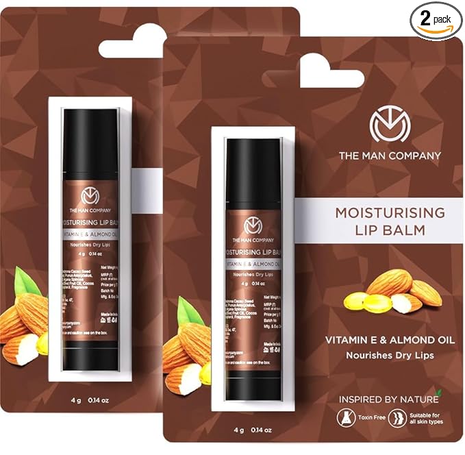 The Man Company Nourishing Lip Balm for Soft & Moisturised Lips – Pack of 2 | Enriched with Vitamin E, Almond & Olive Oil | Prevents Dry, Chapped Lips at Rs. 199