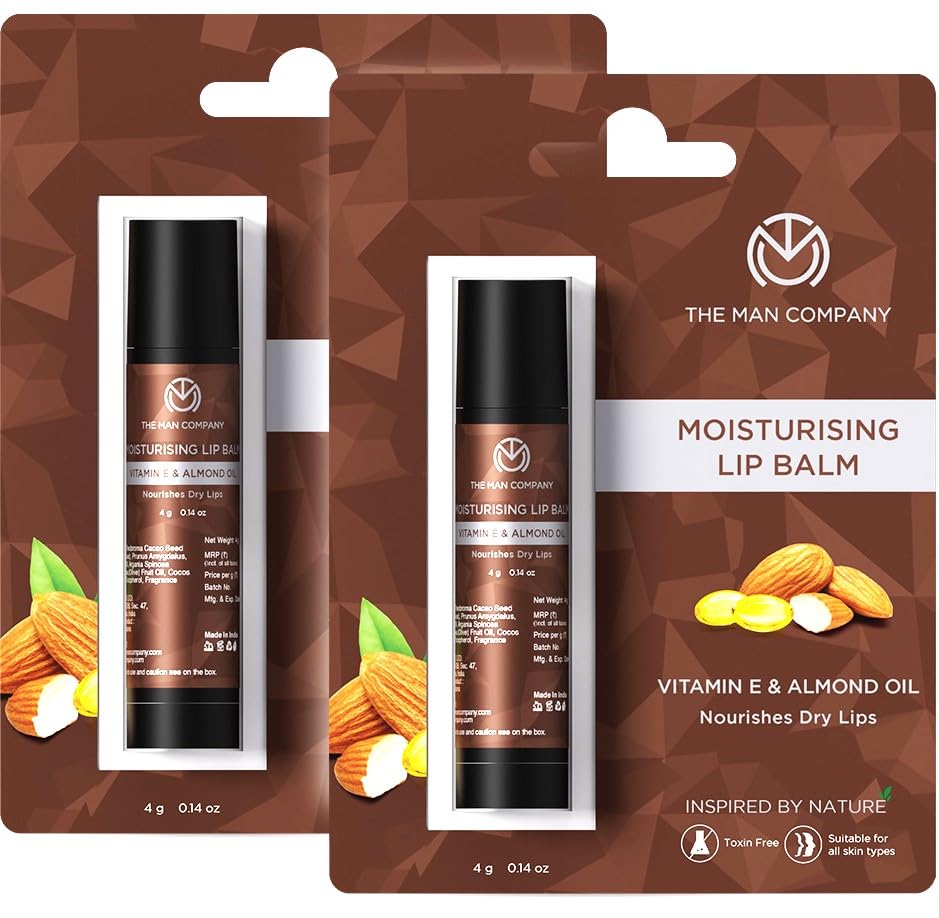 The Man Company Nourishing Lip Balm for Soft & Moisturised Lips - Pack of 2 | Enriched with Vitamin E, Almond & Olive Oil | Prevents Dry, Chapped Lips-image-42