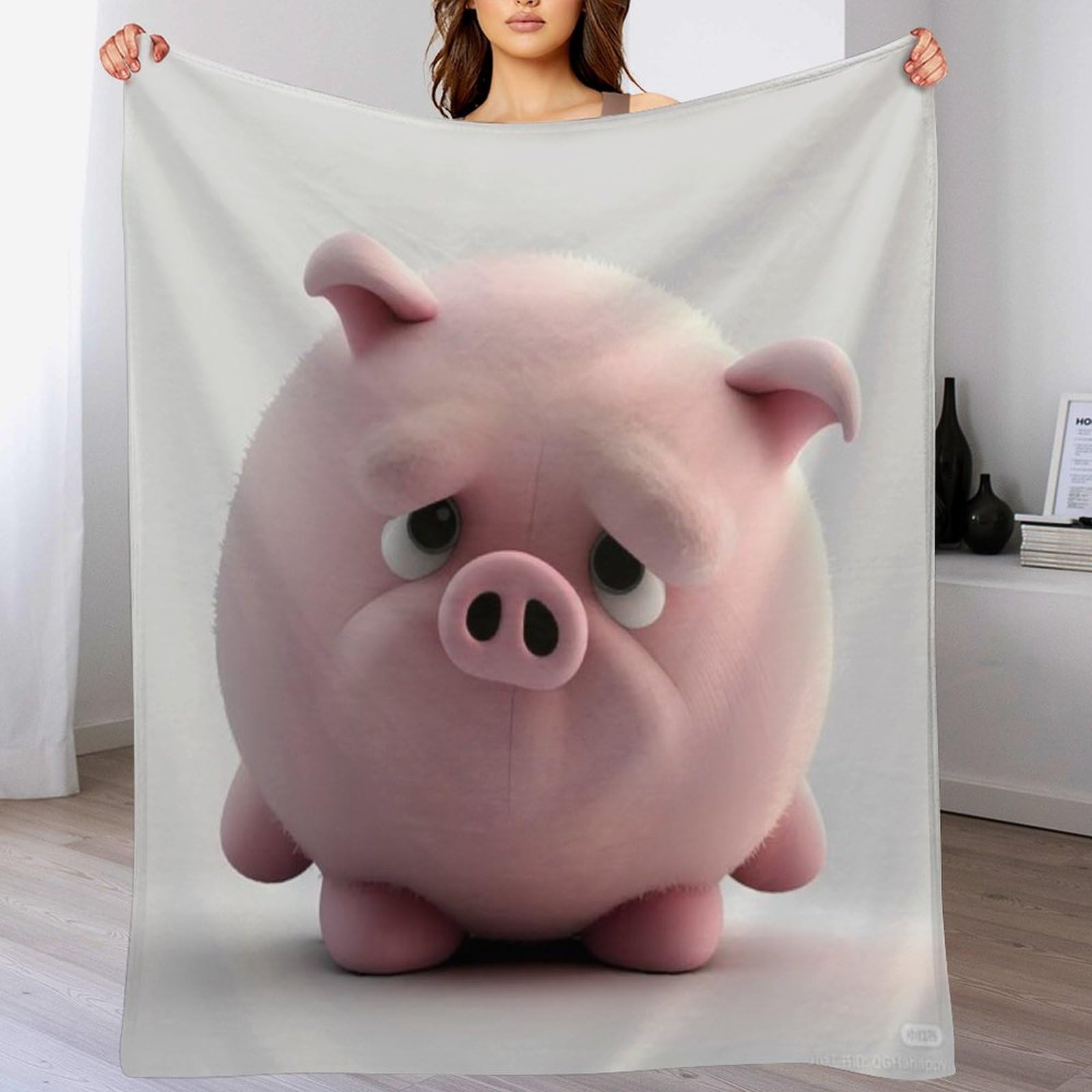 Plaid cochon imprimé en flannel chaude pour vos soirées canapé et voyage