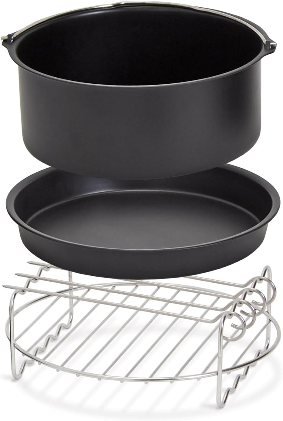 Dash Family Air Fryer Accessories - Multi-Purpose, PTFE Nonstick Accessories Kit - Easy-to-Clean & Space-Saving Design - Includes Pizza Pan, Baking Dish, Skewers & Double-Layer Cooking Rack