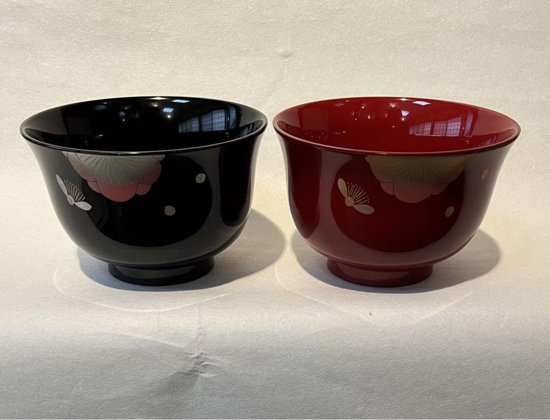 Echizen Lacquerware, Echizen Lacquerware, Married and Wife Bowl, Kouei Plum Maki-e 2 Domestic Lacquer Hand-Painted