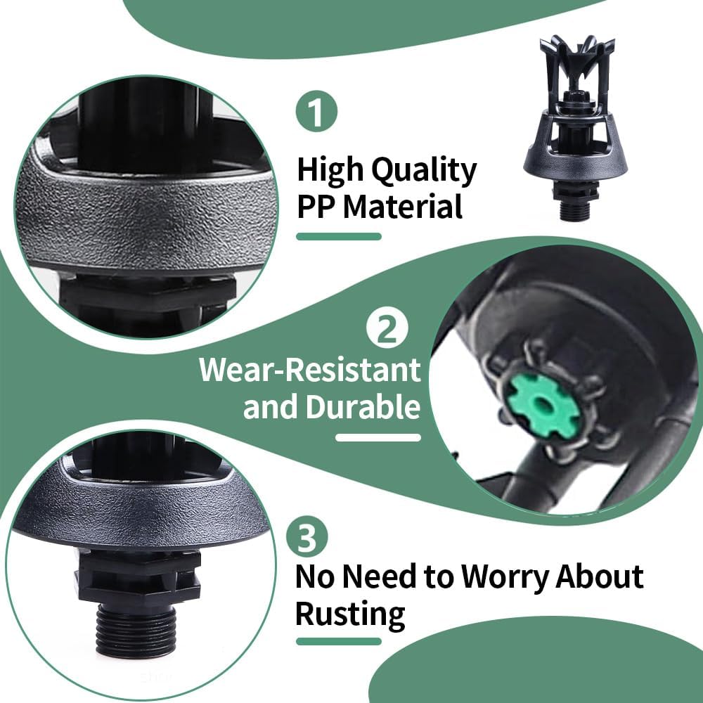 4Pcs Wobbler Irrigation Sprinkler, 360° Rotary Watering Nozzles, 3/4inch Garden Wobbler Irrigation Misting Nozzle Watering Tool Lawn Sprinkler for Grass Lawn Farmland, Black