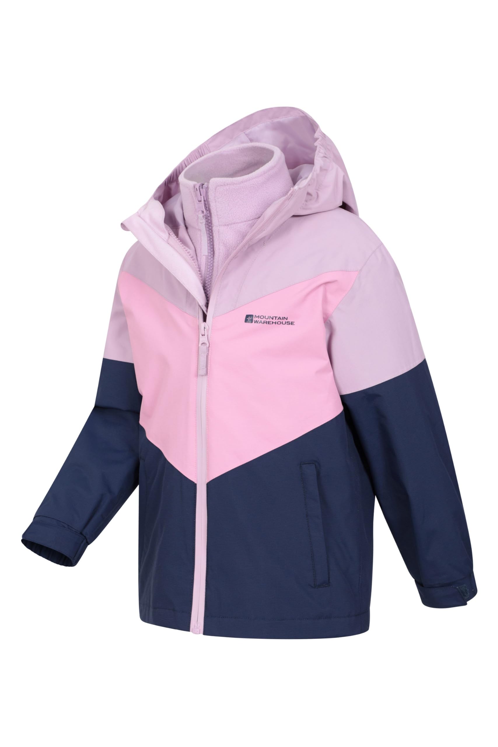 Mountain Warehouse Lightning Veste imperméable 3 en 1 pour enfants – Veste triclimate, coutures thermocollées, capuche amovible - Printemps été