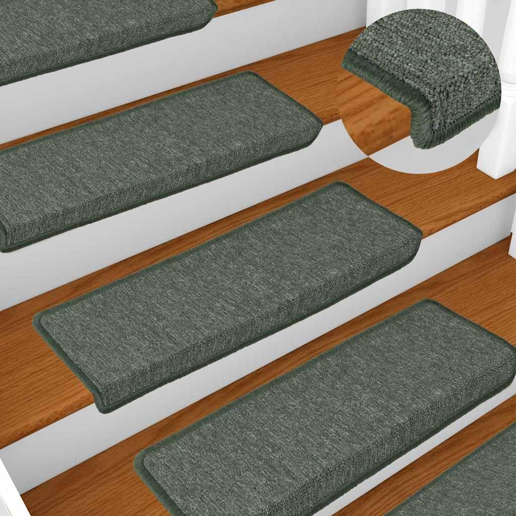 Ciemnozielona mata schodowa 15 sztuk 65 x 21 x 4 cm PP Tufted