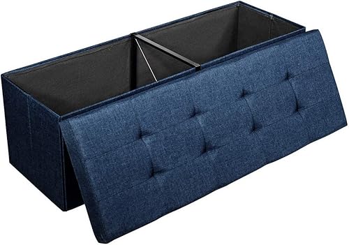 Miniatura 9 de LUARANE - Banco otomano de almacenamiento, otomana plegable de almacenamiento de 120 litros con divisor de metal, baúl de almacenamiento con asiento