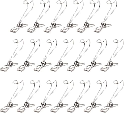 Cabilock Paquete de 20 alfileres plateados para colgar ropa, perchas resistentes, clips de metal, alfileres de ropa de acero inoxidable, alfileres