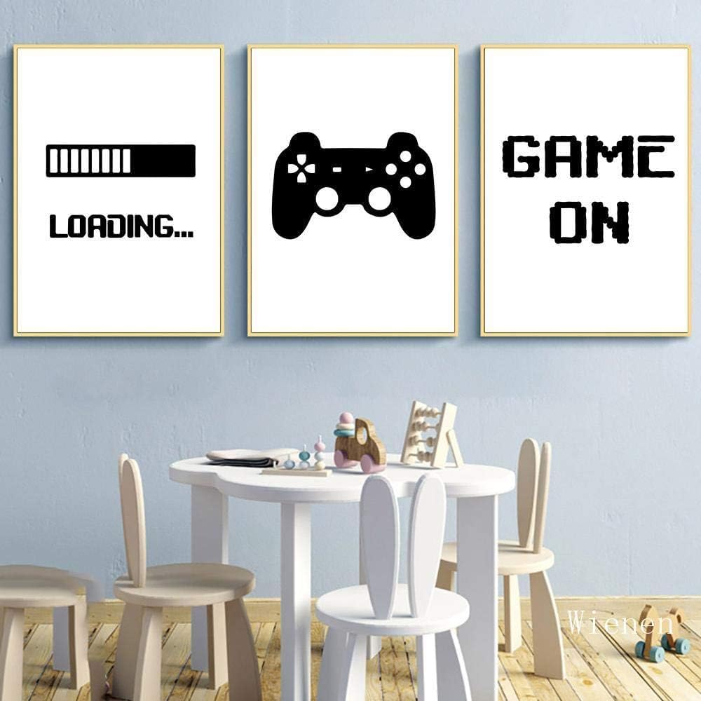 Laminas decorativas pared Decoración de la sala de juegos de carga de juegos Cuadros cabecero cama poster Citas de jugadores de gamepad Póster Cuadros decoracion dormitorio salon modernos(Enmarcado)
