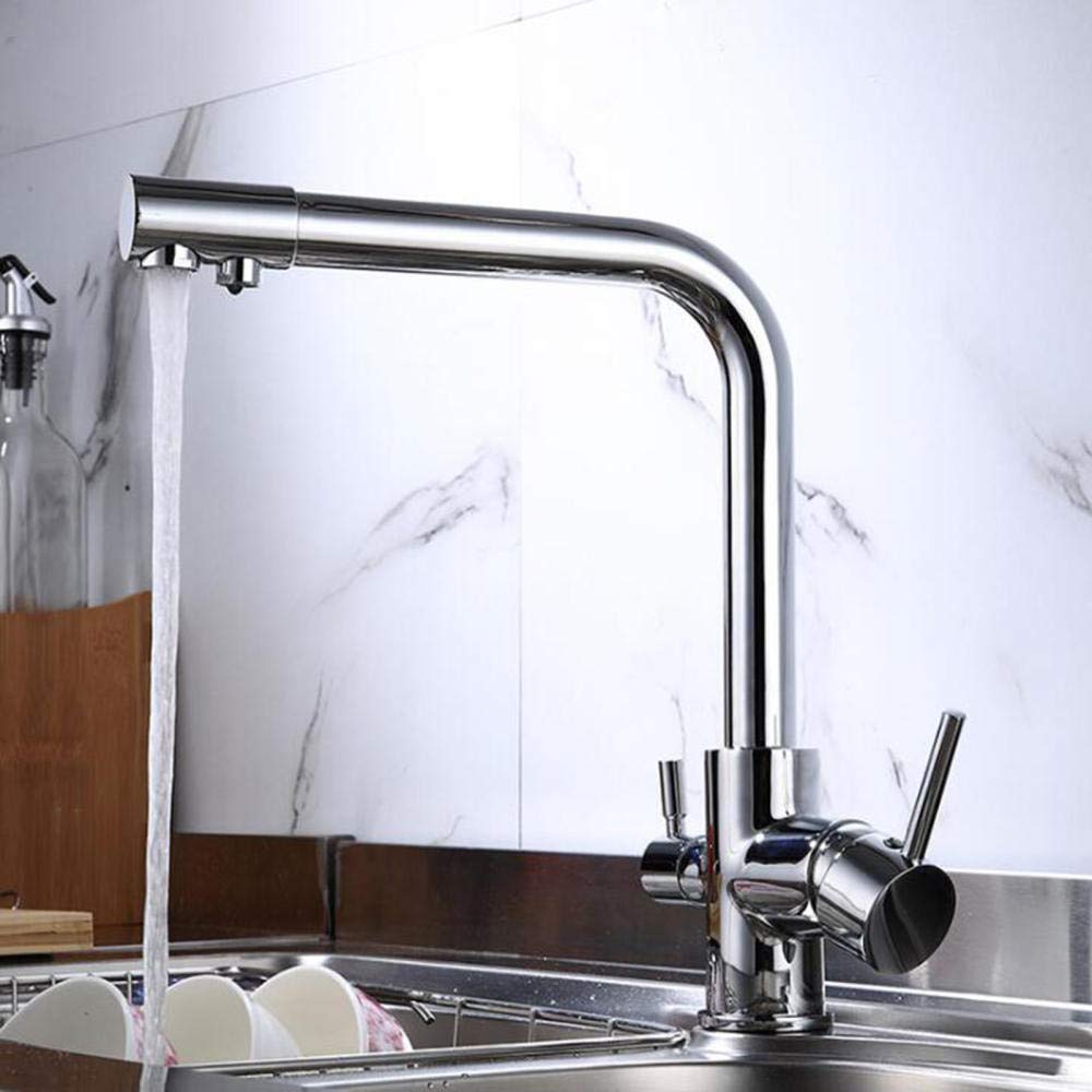 Spültischarmatur mit Filter, 360°-Drehung, Filtration, gereinigtes Wasser, Warm- und Kaltwasser, Küchenarmatur, AA, AA，A-A