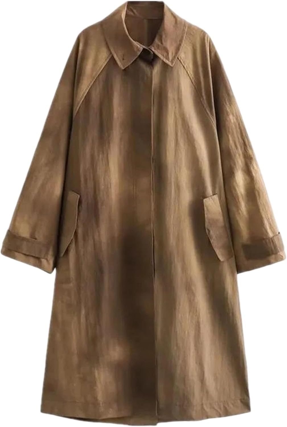 Women's Trench Coat Casual Street Mid Length Fall Loose Fit Outerwear