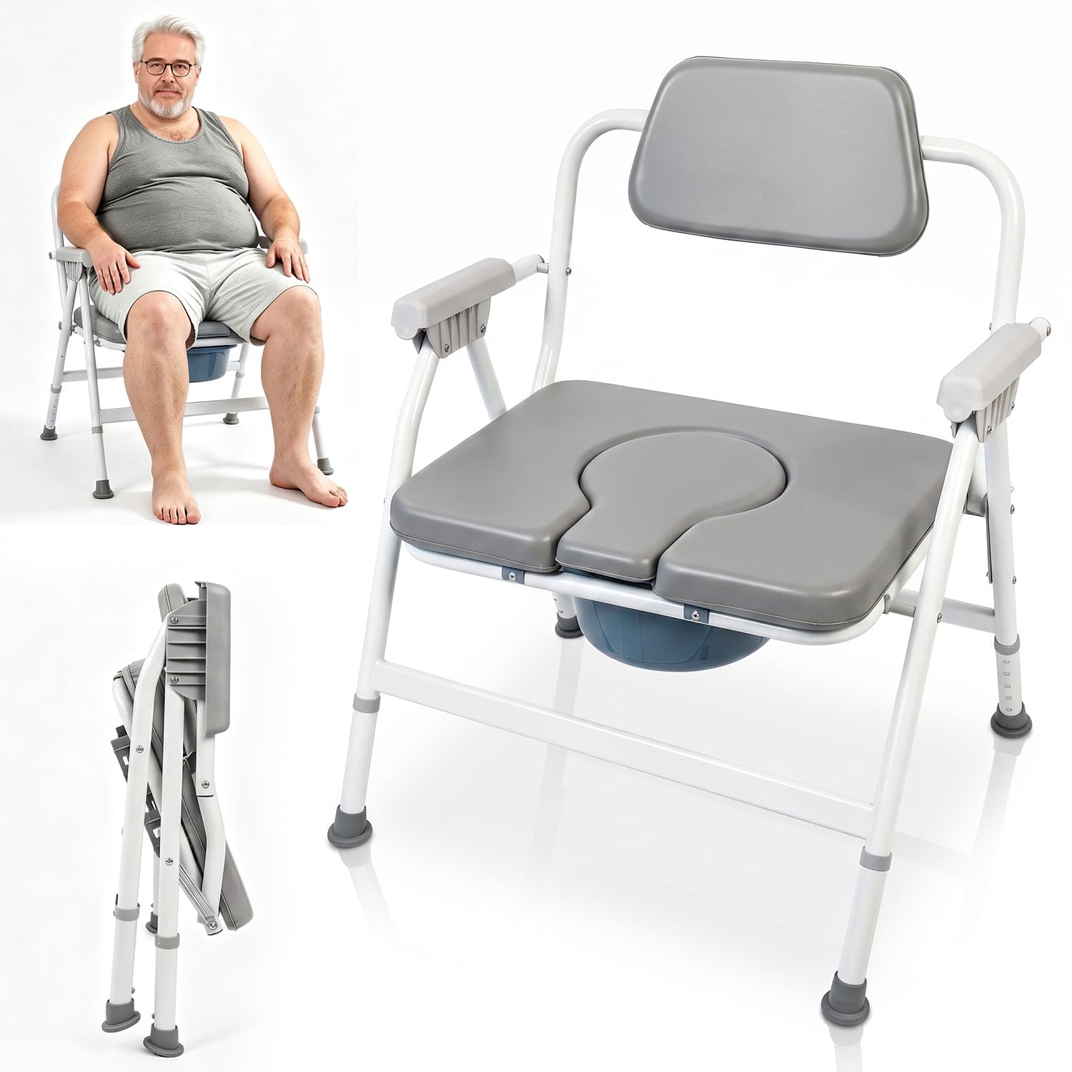 Photo 1 of Intercare Bedside Commode Toilet,Extra-Wide Portable Potty for Adults 800lb