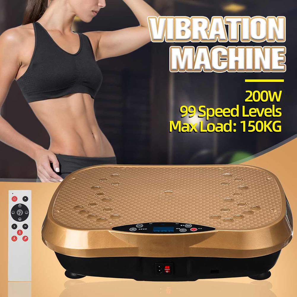 200W Piastra Vibrante in Piedi Macchina per Esercizi, Mini Tavola da Fitness, Piattaforma per Attrezzatura per Allenamento a Casa, 3 Canali, per Tonificare, Perdere Grasso, Perdere Peso