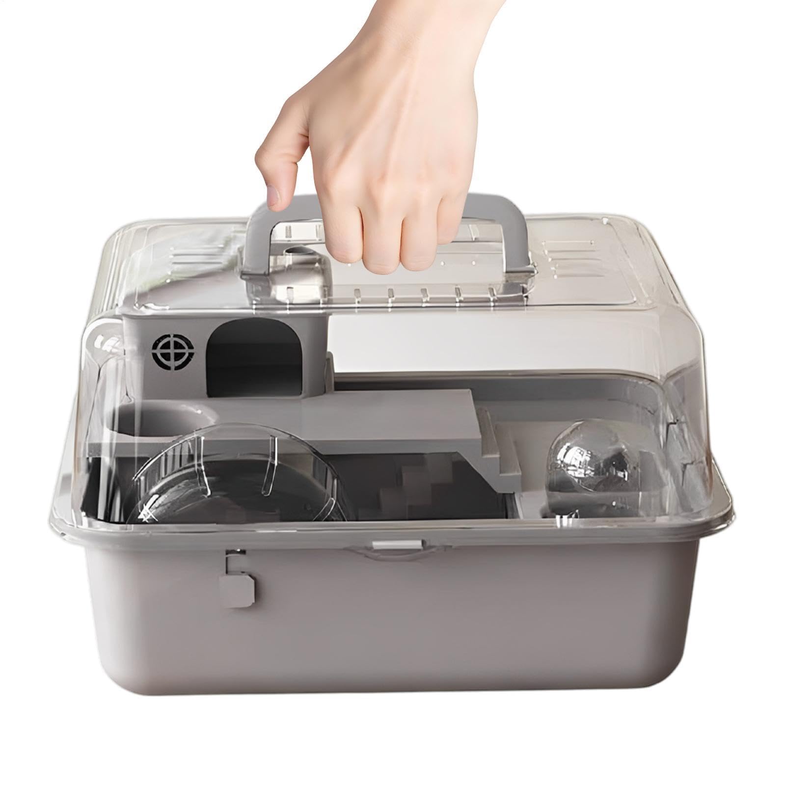 Cage de transport pour hamster en voyage et extérieur avec maison intégrée