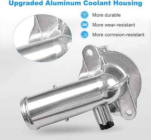 Miniatura 2 de Carcasa de aluminio para termostato de refrigerante de motor compatible con Dodge Durango 2011-2015 Jeep Grand Cherokee 2011-2020 Jeep Wrangler