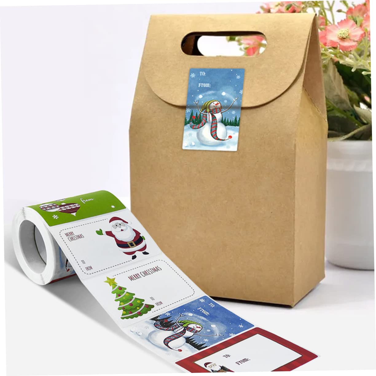 SEWACC 8rollos Etiquetas De Navidad Para De Pegatinas Para Cajas y Envelopes Autoadhesivos y Tarjetas y Diseño Divertido