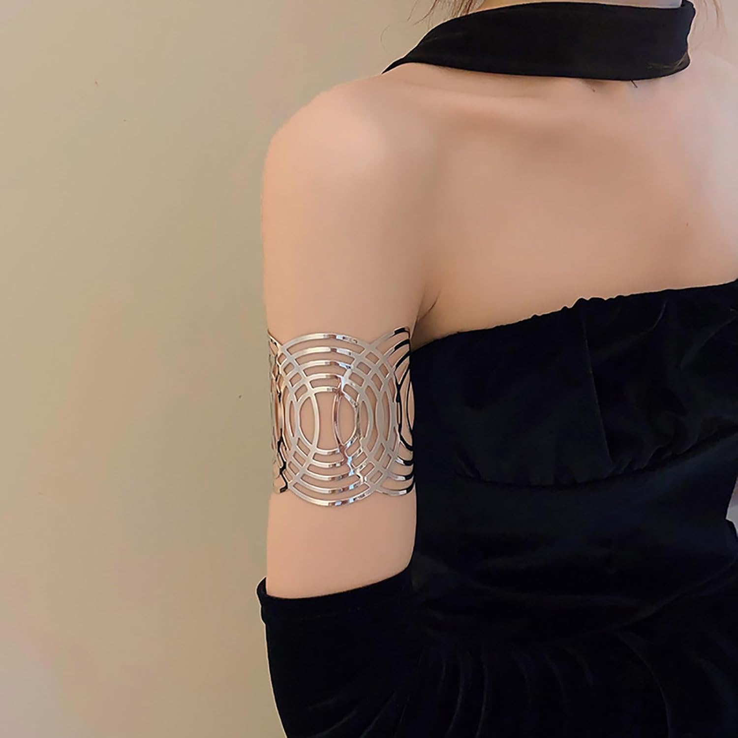 Vintage Cuff Bangle Bracelet Open Wide Wire Bracelets Chunky Thick Arm Cuff Upper Wrist Cuff Wrap Bracelet Punk Wide Cuff Bangle for Women(Gold) - Image 5