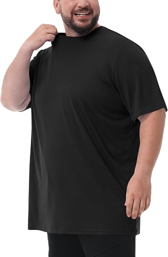 Mens Big and Tall Swim Shirt Sun Protection UPF 50+ Rash Gard Quick Dry T-Shirt 2XL-8XL