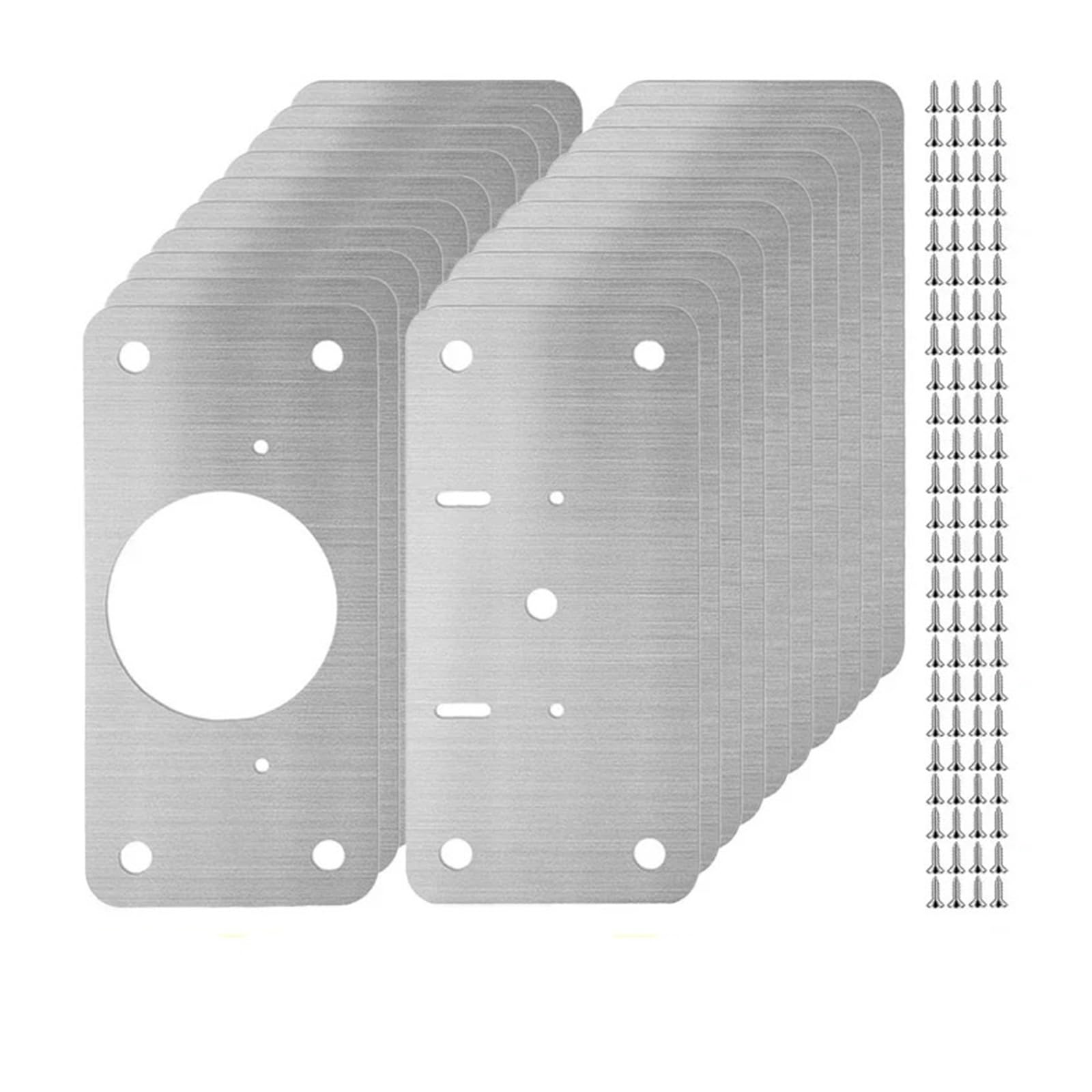 Meytxoa B- 10Sets Hinge Repair Plate Square Cabinet Hinge Repair Plates Stainless Steel Door Mounting Plate With Hole And Screws For Furniture Cupboard(B- 10Sets)