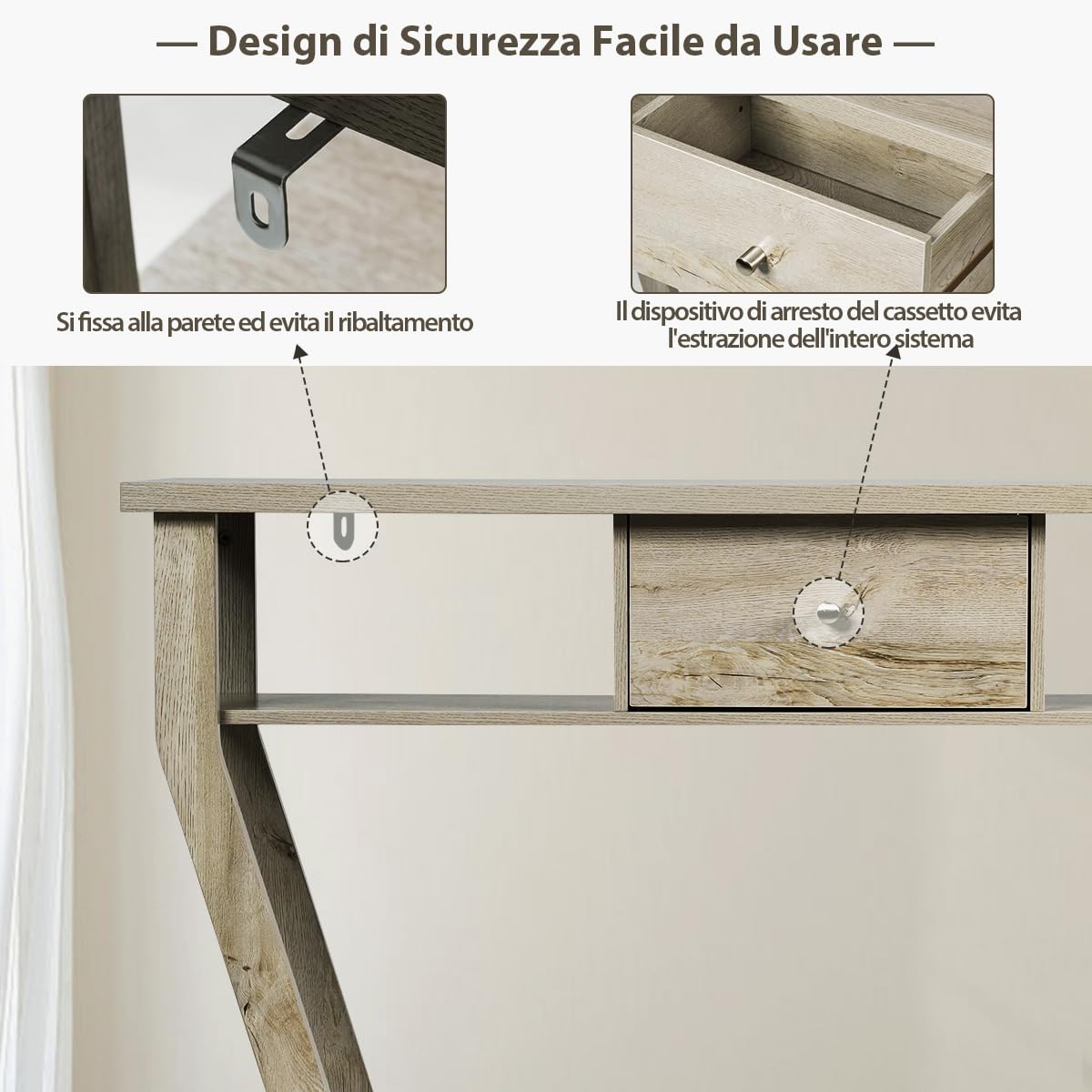 COSTWAY Tavolo Consolle in Legno, Consolle con Cassetto e Ripiani, Tavolo d'Ingresso Multiuso per Salotto, Corridoio e Entrata 120 x 30 x 81 cm (Grigio)