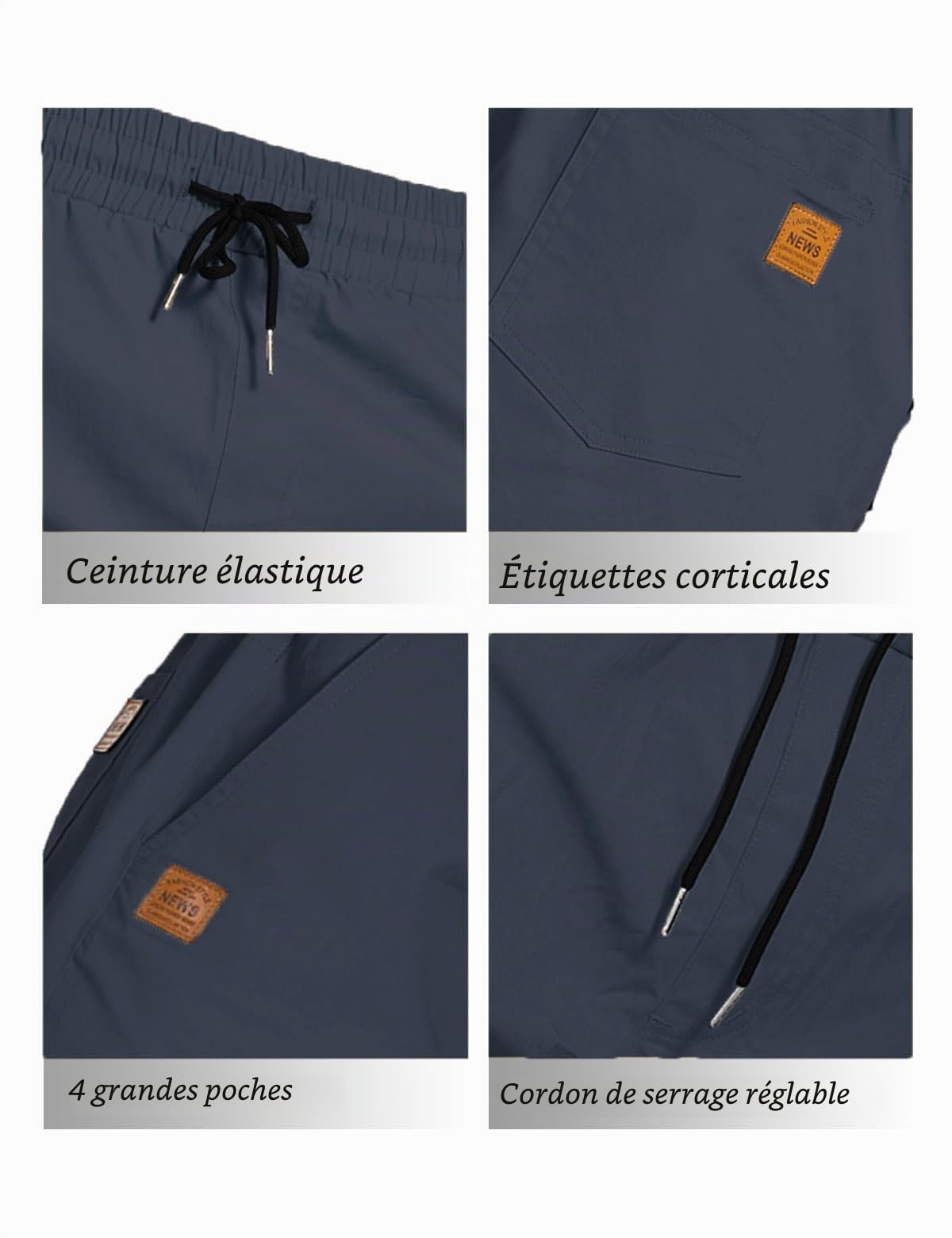 JustSun Short Homme Ete Coton Chino avec Poches Taille Elastique Short Court Homme