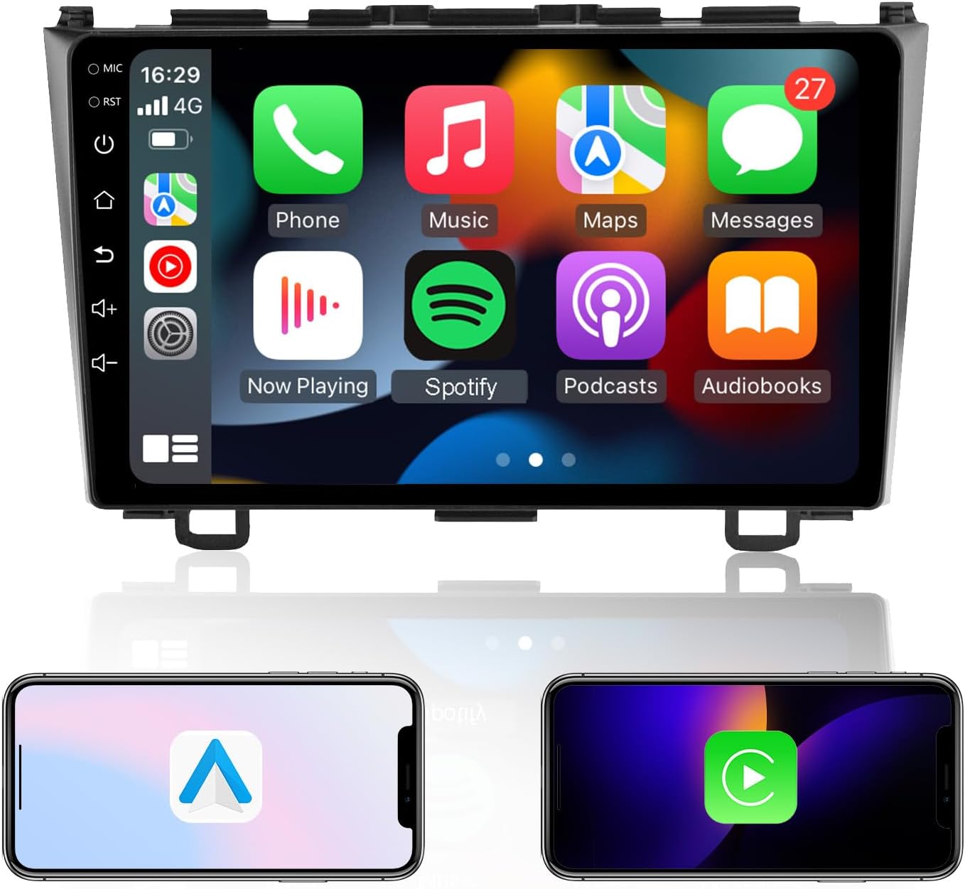 EZoneTronics Android Car Stereo for Honda CRV 2007-2011 with Wireless Carplay Android Auto 9 inch Touch Screen GPS Navigation Bluetooth WIFI USB FM RDS Mirror Link Steering Wheel Control DSP 2G +32G