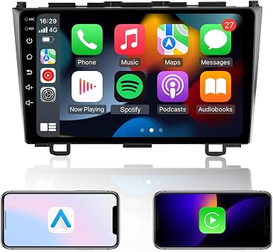 EZoneTronics Android Car Stereo for Honda CRV 2007-2011 with Wireless Carplay Android Auto 9 inch Touch Screen GPS Navigation Bluetooth WIFI USB FM RDS Mirror Link Steering Wheel Control DSP 2G +32G