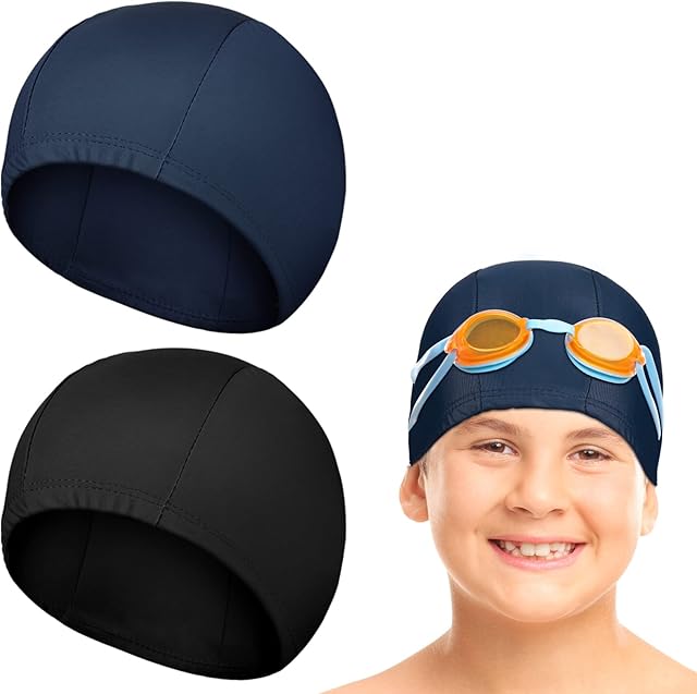2 Pieces Swim Cap for Kids Waterproof Swimming Hat Swimming Caps Unisex Bathing Caps for Long and Short Hair Swimming Cap for Boys and Girls Children