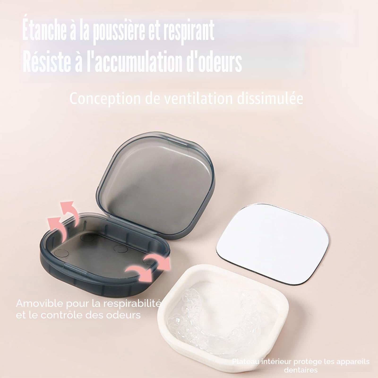 Lot de 2 boîtiers pour appareil dentaire avec miroir - Pour appareil orthodontique