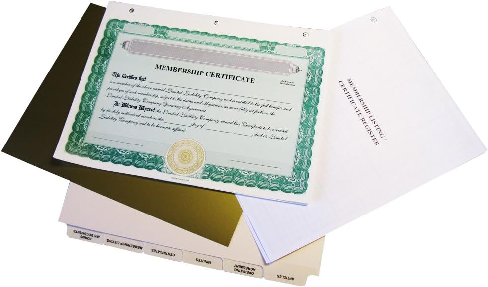 Corporate kit VP Combo (LLC): Binder, Slipcase, Stock Certificates, Index Tabs- Burgundy Binder