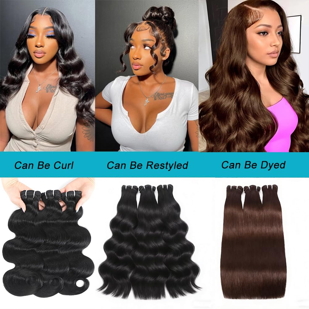 Double Drawn Straight Human Hair Bundles Indian Raw 1 Bundle Human Hair, Super Soft Silky Salon Quality Full And Thick No Tangle Triple Lifespan Than Regular Virgin Hair Natural Black 16 Inch