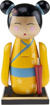 Clever Creations Yellow Kimono Doll 7 Inch Chubby Wooden Nutcracker, Festive Christmas Decor for Shelves and Tables