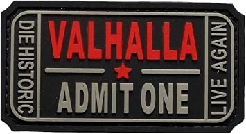 Ticket to Valhalla Admit One Vikings PVC Rubber Hook Patch MTU1