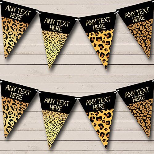 Party Banner Bunting Animal Print Leopard Cheetah Personalised Birthday