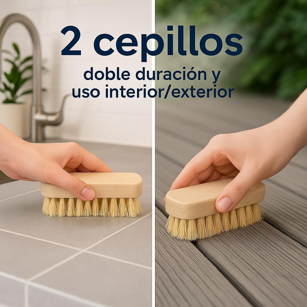 2 Cepillos Cerdas Duras de Madera, Limpieza Eficaz, Cepillo para Suelo y Terraza, Resistentes para Exterior, Grietas y Superficies Difíciles (Pack de 2) - Imagen 5