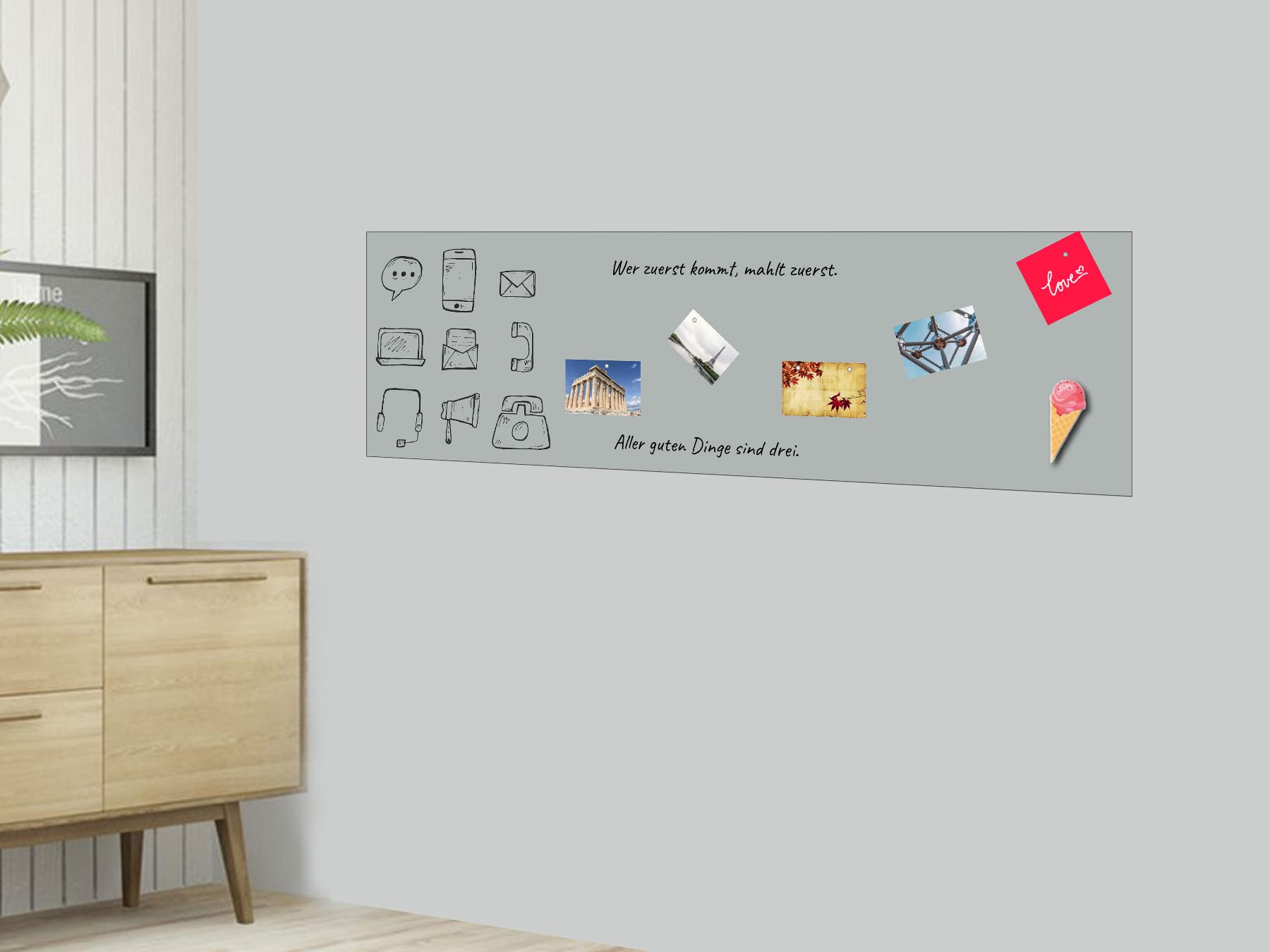 Tafelfolien-Shop Magnetfolie | Tafelfolie Kinder | PVC-Frei | Haftgrund für Magnete | Magnettafel | selbstklebend | beschreibbar, abwischbar, magnetisch, zuschneidbar (hellgrau, 120x30cm)